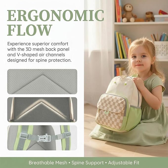 BTOOP Kids Backpack for Boys Girls 3-6, Preschool Kindergarten Backpack with Insulated Lunch Compartment & Chest Strap, Cute Lightweight School Travel Bag Fits A4 Folder