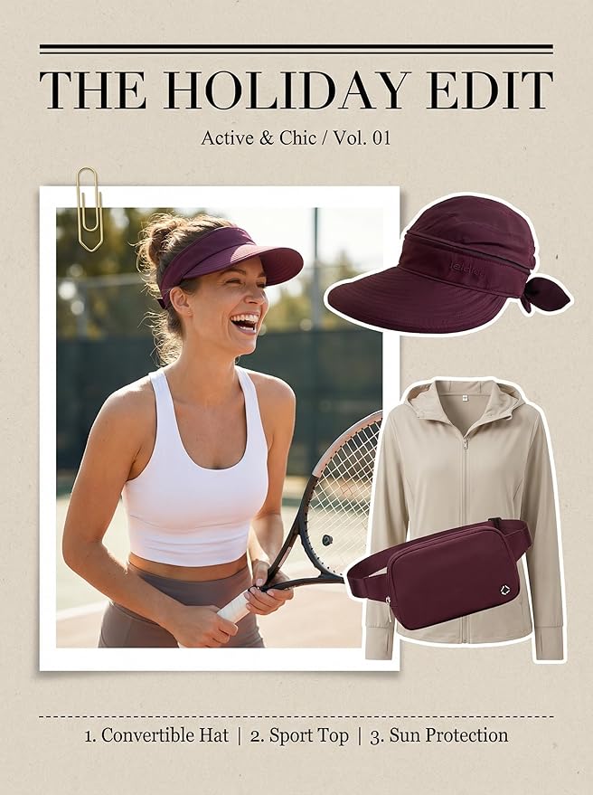 2-in-1 Women’s Sun Visor Sun Hat Zipper Off Ponytail Friendly, Lightweight Quick Dry, Summer UV Protection
