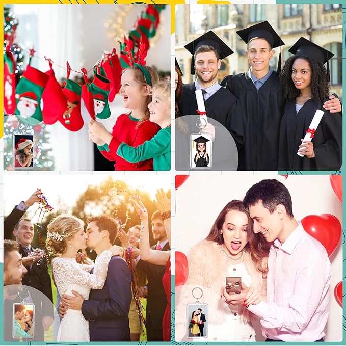 Yaomiao Acrylic Photo Frame Keychain Holder Photo Picture Insert Blank Keyring for DIY Craft