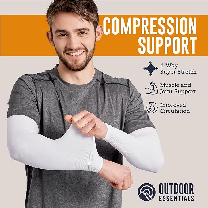 OutdoorEssentials UV Sun Sleeves for Men & Women, Cooling Arm Sleeves UPF 50+ | Golf, Tattoo Cover Up, Sun Protection