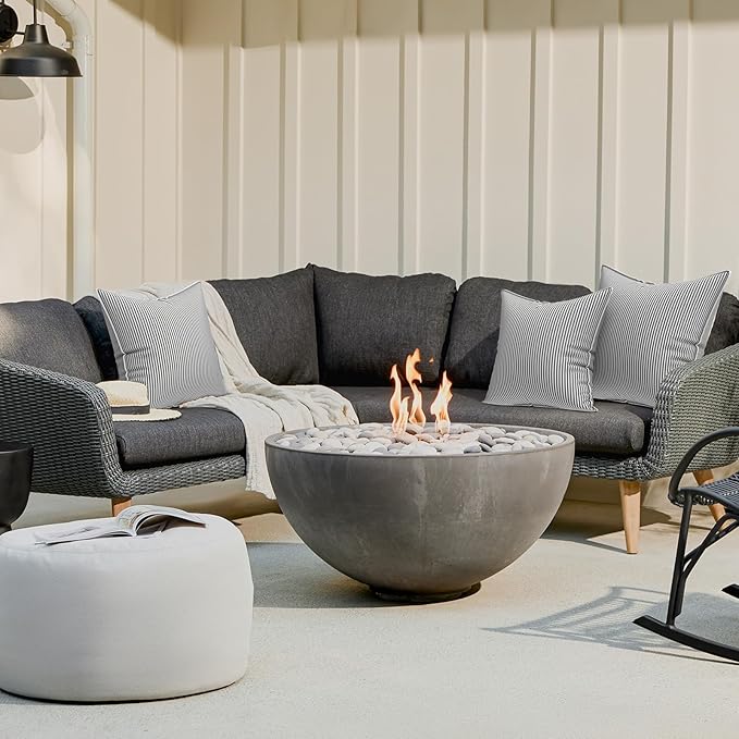 LVTXIII Outdoor/Indoor Throw Pillows, Decorative Patio Accent Pillows, Fluffy Water Repellent Garden Cushions for Home Patio Coach Sofa Use, 16×16 Inch, Pack of 2, Strip Grey