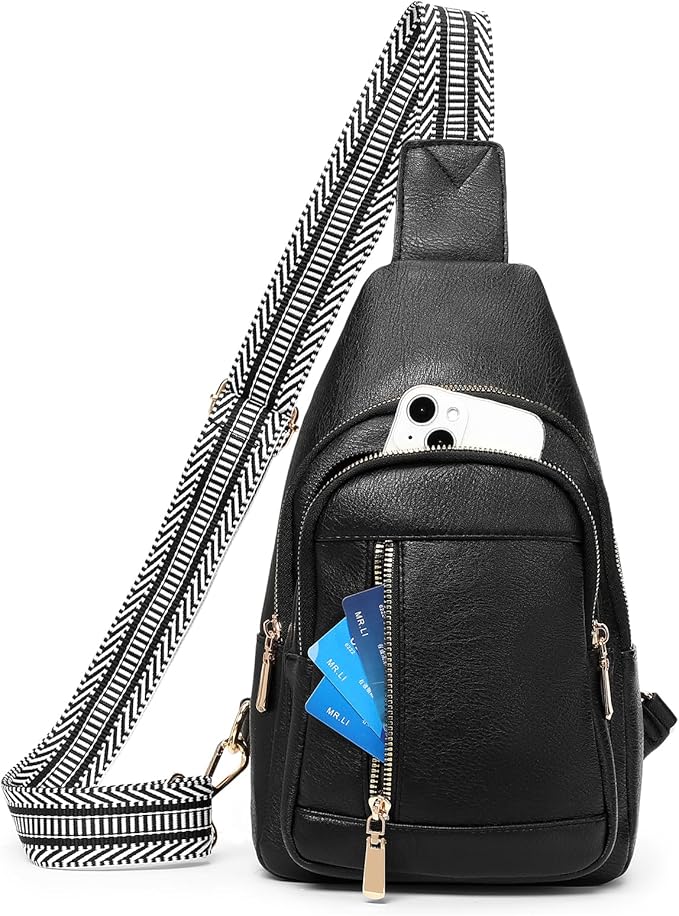 GAEKEAO Sling Bag for Women Crossbody Bags Vegan Leather Fanny Pack Chest Trendy Shoulder Bag for Travel Everyday Vacation