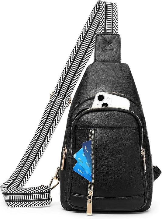GAEKEAO Sling Bag for Women Crossbody Bags Vegan Leather Fanny Pack Chest Trendy Shoulder Bag for Travel Everyday Vacation