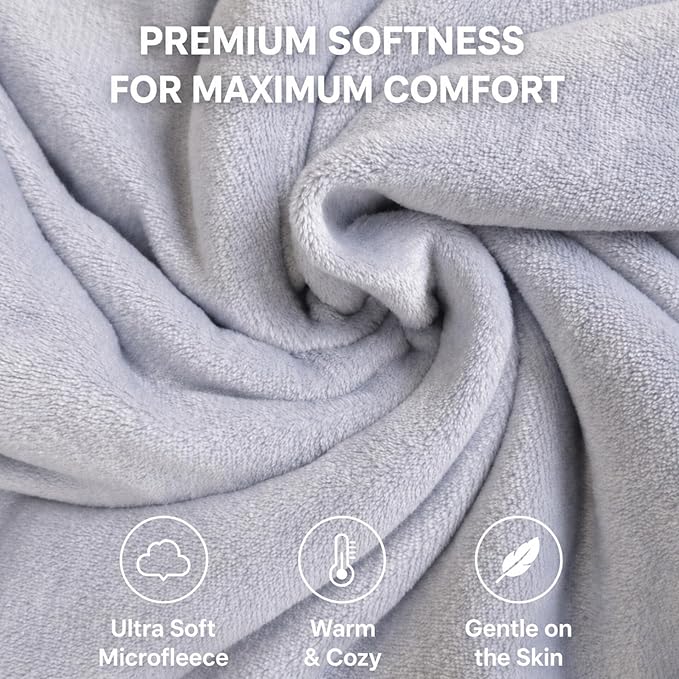 Travel Blanket Airplane Compact with Bag, Soft 40" x 60" Blanket with Luggage Strap & Underseat Personal Item Organizer for Flights, Home & Office, Grey