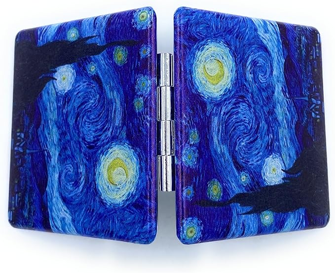Compact Mirror Square Starry Night Van Gogh Pocket Mirror for Men Small Travel Mirror Magnifying Purse Mirror Compact with Art Print
