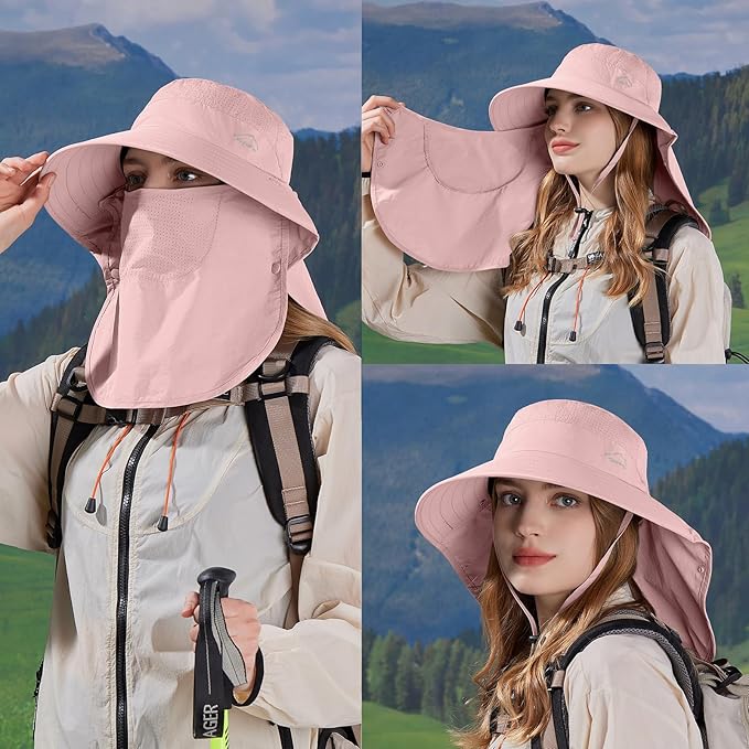 Sun Hat for Men Women with Neck Flap,UPF 50+ UV Protective Hiking Fishing Hats,Wide Brim Sun Hat for Women&Men