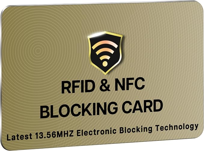 SaiTech IT RFID Blocking Cards, 50 Pack One Card Protects Entire Wallet Purse For Men & Women, NFC Contactless Bank Debit Credit Card Protector ID ATM Guard Card – Golden