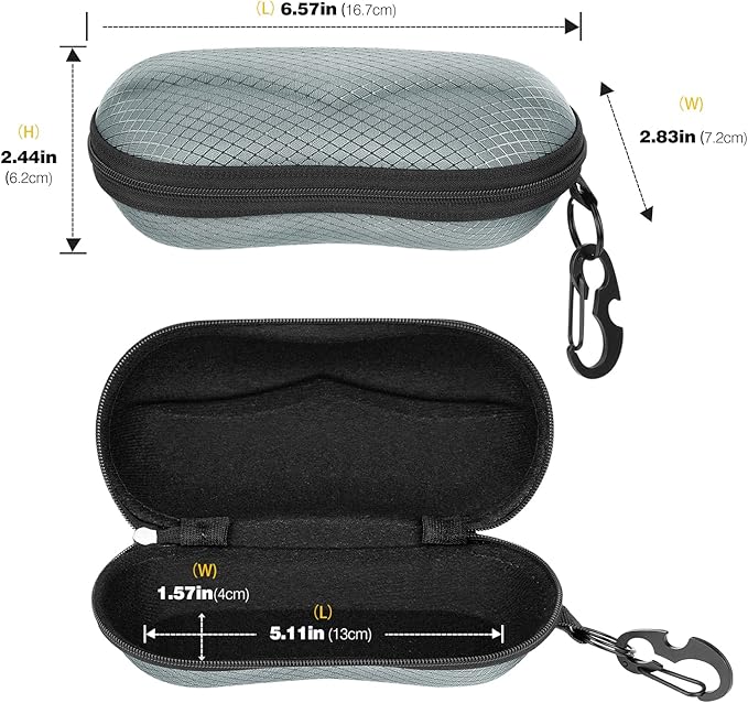 MoKo Semi Hard Shell Sunglasses Case, Unisex Protective Eyeglass Case Glasses Case Holder with Metal Hanging Hook
