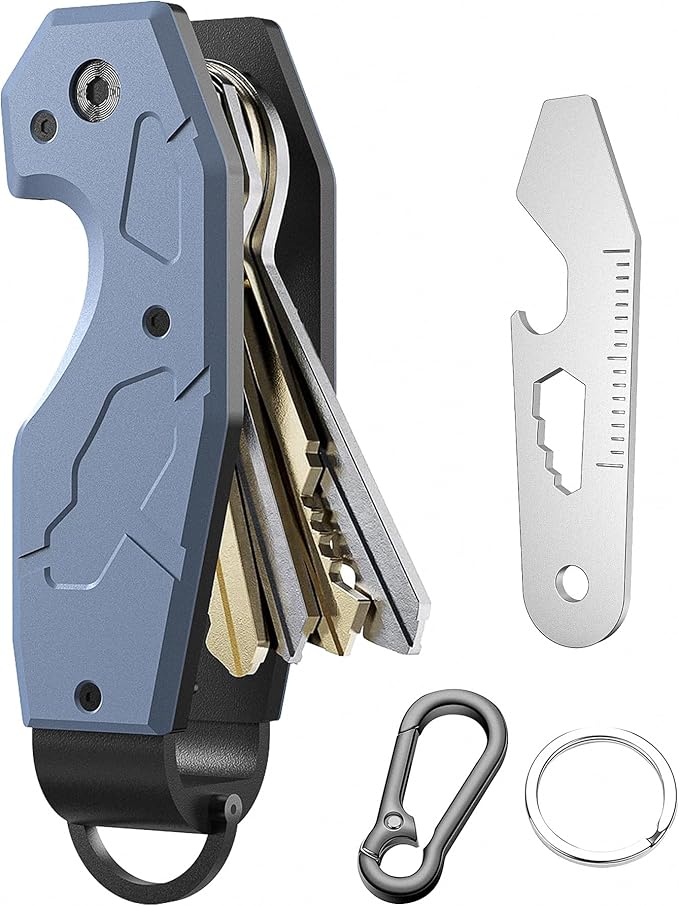 QEG Key Organizer,Keyholder Keychain, Compact Metal Key Case, Minimalist Key Fob,Keychain For Men,Holds 2-6keys