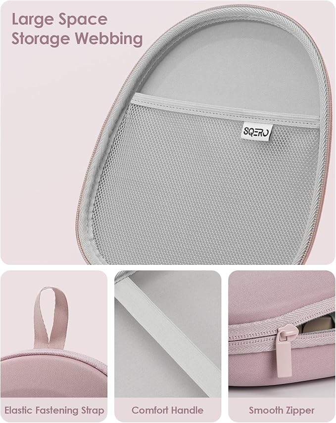Headphone Case Hard Shell Super-Slim for Sony/JBL/Bose/Soundcore Anker/BERIBES KVIDIO TOZO JLab Over-Ear Headphones Universal Portable Travel Organizer Bag (Pink)