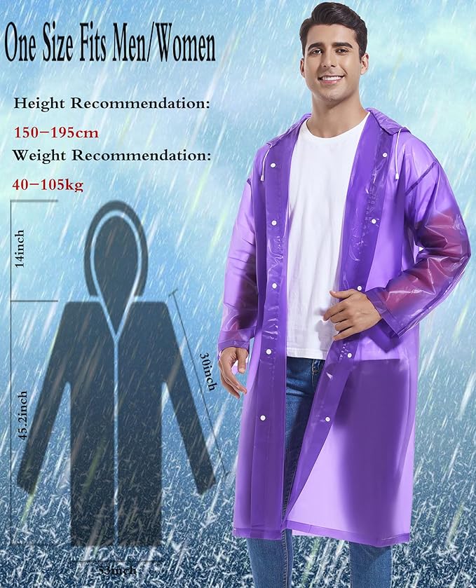 2PCS Rain Ponchos for Adults Reusable Rain Coats for Adults Rain Jackets Raincoats for Men Women