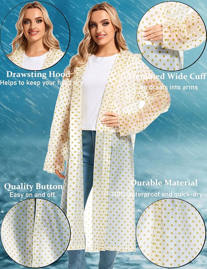 2PCS Rain Ponchos for Adults Reusable Rain Coats for Adults Rain Jackets Raincoats for Men Women