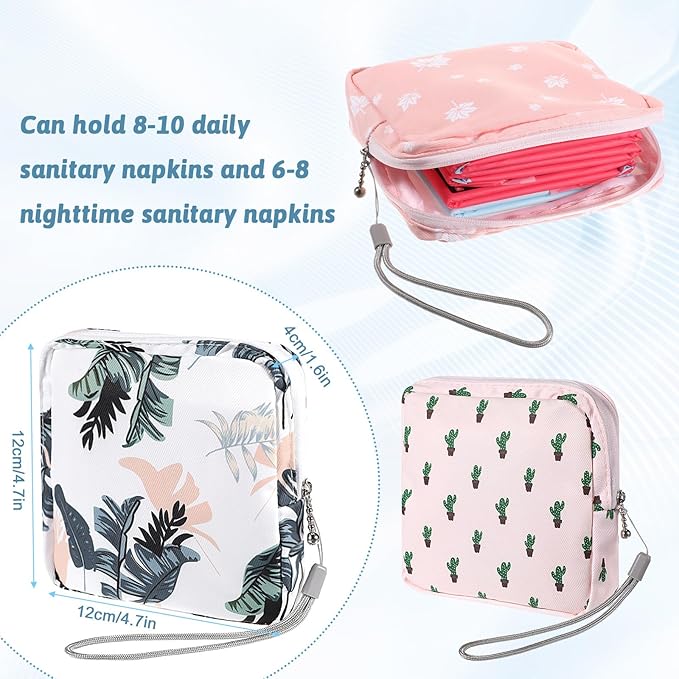 3 Pack Reusable Sanitary Napkin Storage Bags, Period Pouch for Women with Hanging Rope, Portable Travel Organizer for Purse Office Daily Use, Compact Menstrual Pad Holder (3 Colors)