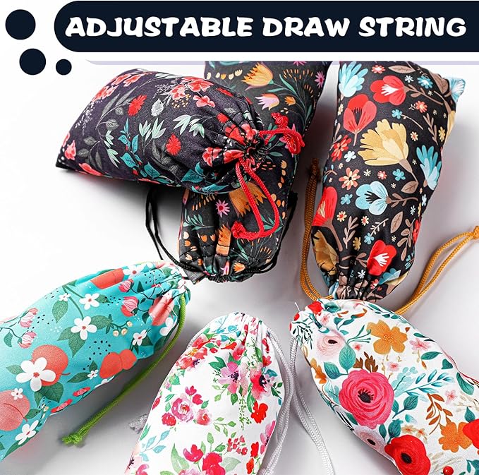 Shinylin 24 Pcs Sunglass Pouch Drawstring Microfiber Pouch Multicolor Soft Sunglasses Case Sunglasses Bag Eyeglass(Vivid Colors,Flower)