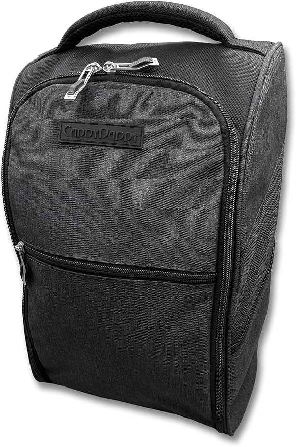 CaddyDaddy Premium Golf Shoe Bag Zipper Sports Shoe Strap Bag with Side and Front Accessory Pocket for Storing Golf Accessories Golf Shoe Carry Bags (Premium Golf Shoe Bag)