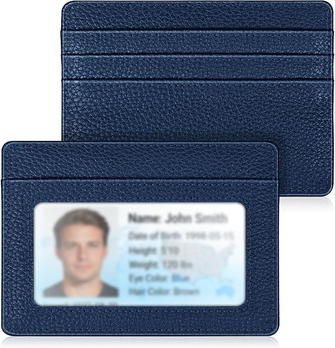 FINTIE Slim Minimalist Front Pocket Wallet, RFID Blocking Credit Card Holder Card Cases with ID Window for Men Women, Navy