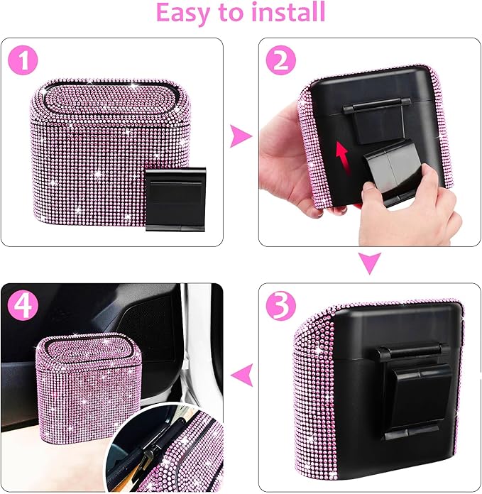 Accmor Car Trash Can with Lid, Mini Auto Dustbin Garbage Can, Car Accessories for Interior, Vehicle Can Garbage Bin with 30pcs Trash Bags, Multipurpose Organizers for Home, Office, Cars, SUV, Truck