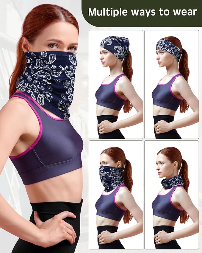 Cuffbow 12 Pack Neck Gaiters Face Mask Balaclava for Men Women Cooling Neck Gaiter Summer UV Protection Scarf