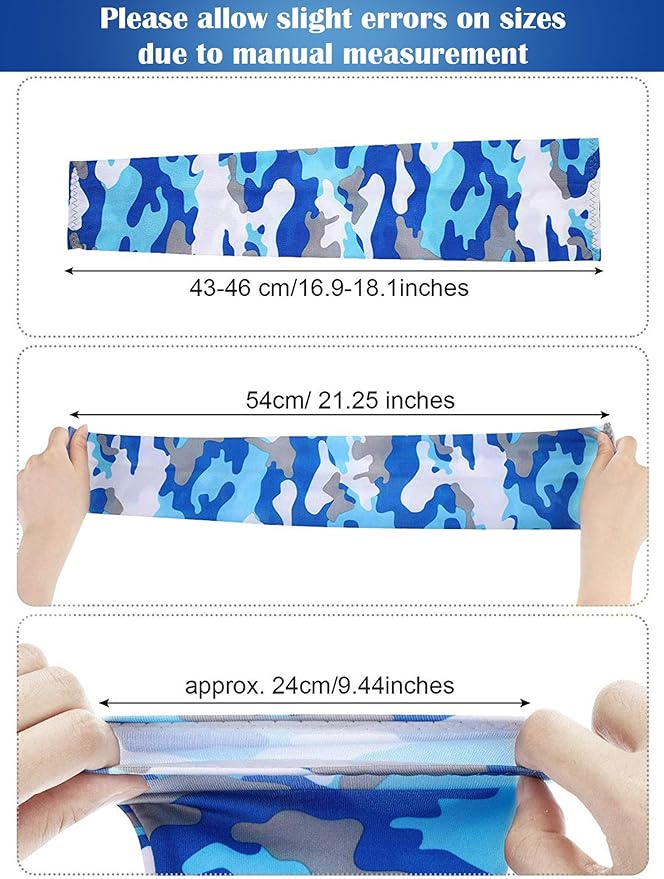 9 Pairs Unisex UV Protection Sleeves Arm Cooling Ice Silk Arm Cover Sleeves (Camouflage, Black)