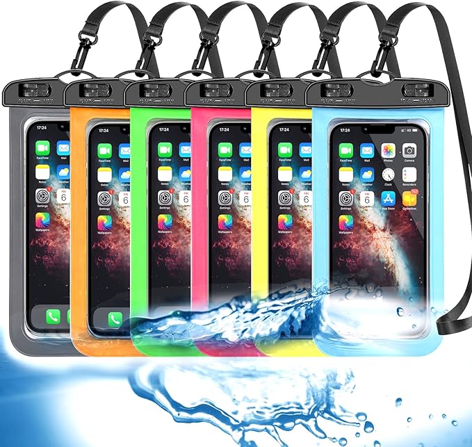 Famoby Up to 8.3" 6 Pack Multicolor Universal Waterproof Phone Pouch, Phone Waterproof Case Dry Bag,Protection Level: IP68,Outdoor Sports for Apple iPhone,Samsung,and More