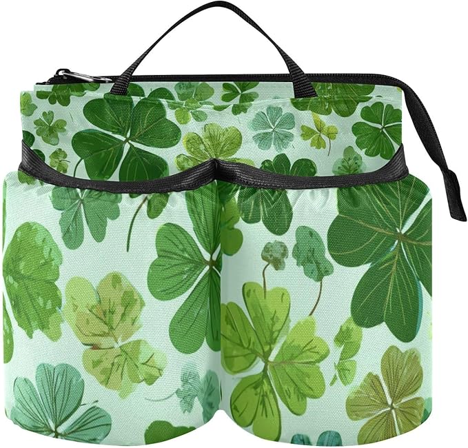 Luggage Cup Holder for Suitcases Free Hands Suitcase Cup Holder Travel Luggage Drink Holder Portable Luggage Cup Caddy Bag Carrier with Handle Green Nature St Patrick Clovers