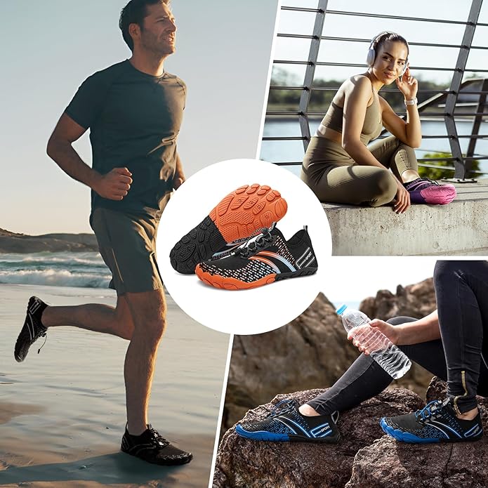 ATHMILE Hiking Barefoot Water Shoes for Women Men Beach Swim Aqua Pool River Quick Dry Athletic Wide Toe Outdoor Sport Kayaking Boating Rock Climbing Yoga Lake