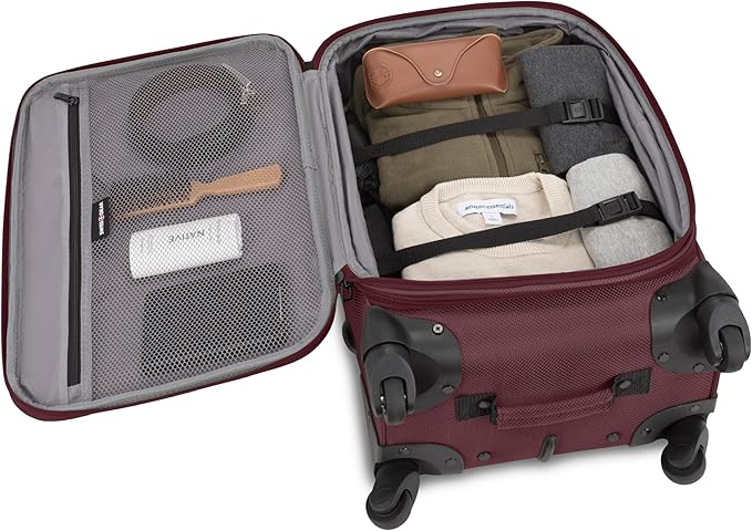 SWISSGEAR Sion 2-Piece Travel Set, Softside Expandable Carry-On Spinner Bundled with 1900 ScanSmart 17" Laptop Backpack with RFID Blocking & Tech Organization, Merlot