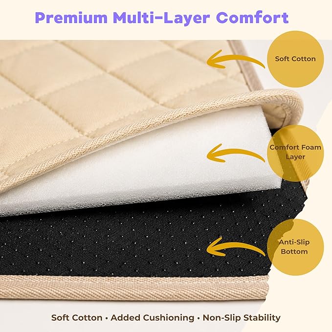 Toddler Airplane Footrest for Travel – Airplane Seat Extender for Kids with Soft Cushioned Support, Natural Cotton Surface, Adjustable Straps & Travel Pouch – Comfortable Leg Support for Flights