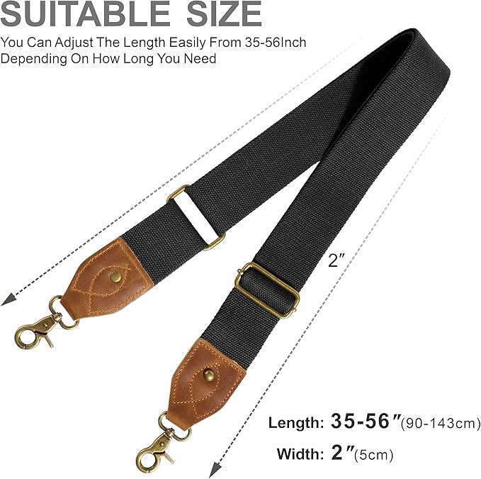 Nefelibata Purse Strap-2"Crazy Horse Leather Bag Strap Adjustable Replacement,Retro Jacquard Embroidery Crossbody Straps