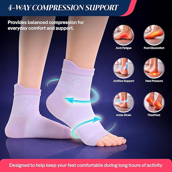 COOLMATE Ankle Support Light Compression Socks for Women and Men, Toeless Arch Support Sleeve for Running, Walking, Workout