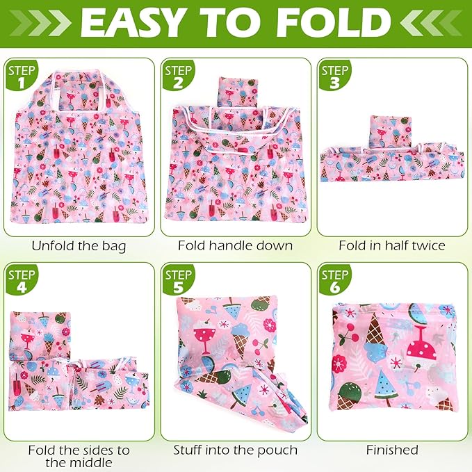 Weewooday 18 Pieces Foldable Reusable Shopping Bags Machine Washable Grocery Bags Waterproof