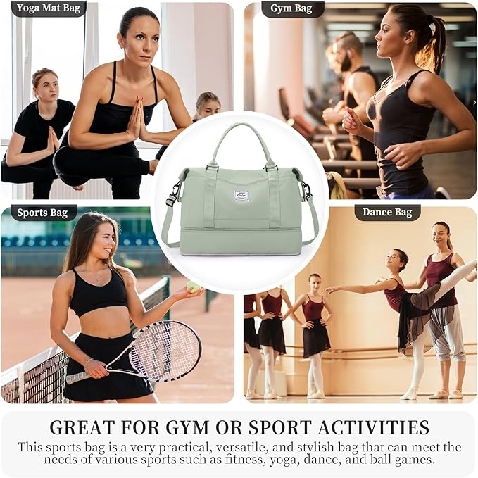 Travel Duffel Bag with Shoes Compartment, Overnight Weekender Bags for Women,Carry on Personal Item Bag
