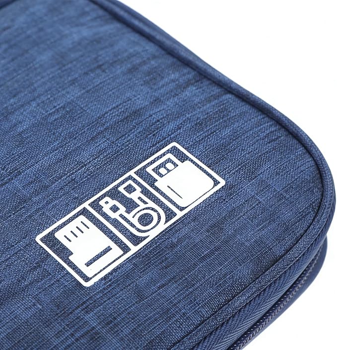 Yamrots Travel Cable Organizer, Electronic Organizer Travel Case, Portable Storage Bag for SD Card, Charger, Power Bank, Earphone (Navy blue)