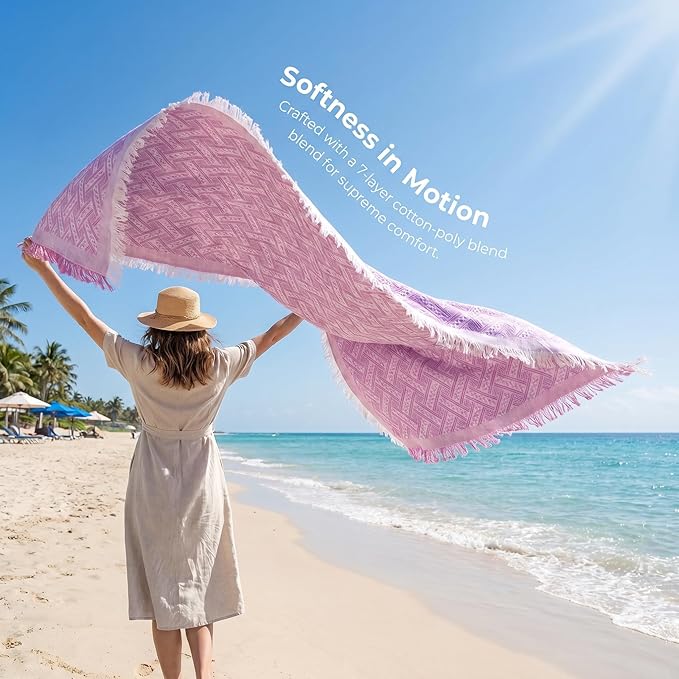 70x70 Bohemian Picnic Mat Extra Large, Sand Proof Outdoor Camping Blanket Machine Washable, Lightweight Portable Travel Tarp for 5-7 Adults Beach Park Grass (Pink-T-Grid)