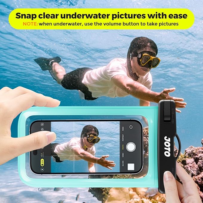 JOTO 2 Pack Waterproof Phone Pouch Case Up to 7", IPX8 Underwater Phone Case Cellphone Dry Bag for iPhone 17/Air 16 15 14 13 12 Pro Max Xs Max XR X 8 7 6S Plus SE/Galaxy S24 S23 S22 -Black & Green