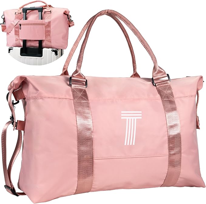 Preppy Gifts, Girls Trip Favors,Girls Duffle Bag, Monogrammed Bag for Kid, Personalized Weekender Bag, Gifts for 16 Year Old Girl Kids Overnight Bag Birthday Gifts for Teen Girls (Letter T)