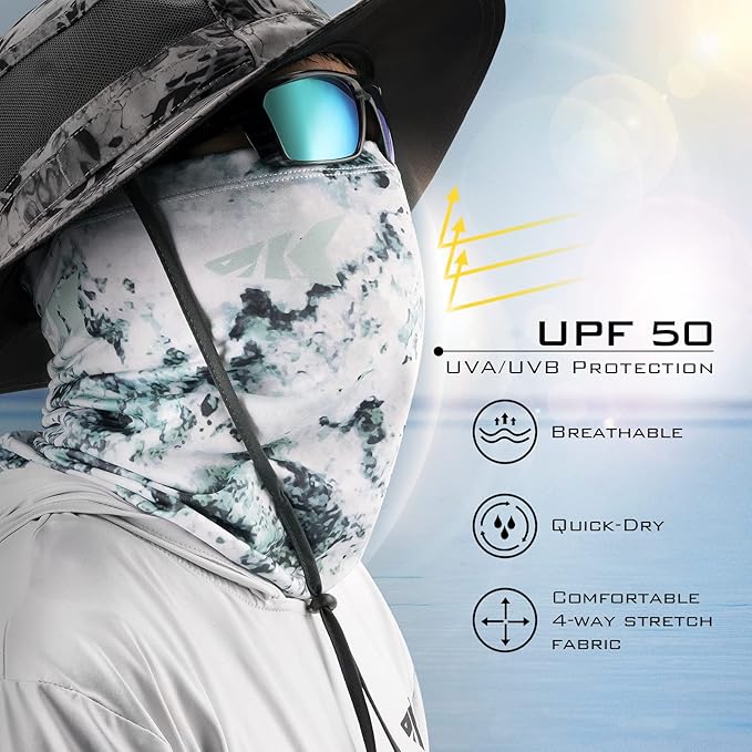 KastKing Sol Armis Neck Gaiter - UPF 50 Face Mask - UV Sun Protection Mask for Men & Women, Fishing, Hiking