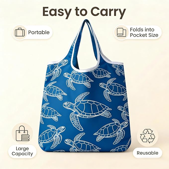 6 Pack Foldable Shopping Bag, Machine Washable Reusable Shopping Bag for Grocery, Travel, Storage
