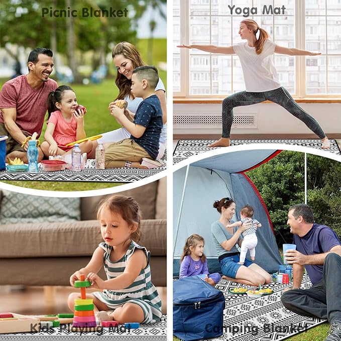 Supfitness Extra Large Picnic Blankets Waterproof Foldable (80 "x 80") Beach Blanket Waterproof Sandproof,3-Layer Thicking Mat Outdoor Packable Camping Blanket(Bohemian)