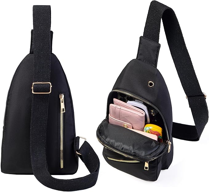 Banelu Sling Bag Crossbody Bags for Women, Small Crossbody Purses Sling Backpack Cross Body Bag for Outdoors Hiking Traveling - Black
