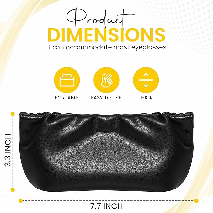 Squeeze Top Sunglass Pouch - Portable Sunglass Organizer Pouch Bags Soft PU Leather Glasses 2 Pack