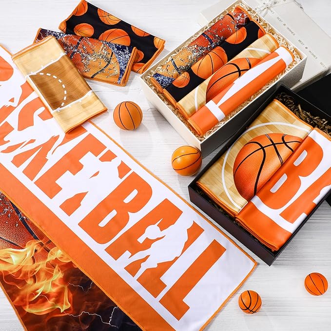 Tudomro 16 Pcs Sports Basketabll Cooling Towels Basketball Breathable Chilly Cooling Towel for Neck and Face 30" x 9" Microfiber Sport Rag for Players Team Gift Sport Party Favors