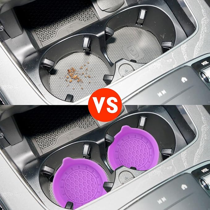 Amooca Automotive Cup Holders Universal Car Cup Coaster Waterproof Non-Slip Sift-Proof Spill Holder Car Interior Accessories 2 Pack Purple