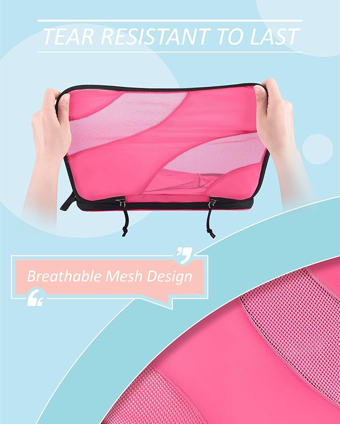 BAGSMART Compression Packing Cubes, 6 Set/4 Set/2 Set Travel Packing Cubes for Carry on Suitcases, Compression Suitcase Organizers Bag Set & Travel Cubes for Luggage, Lightweight Packing Organizers