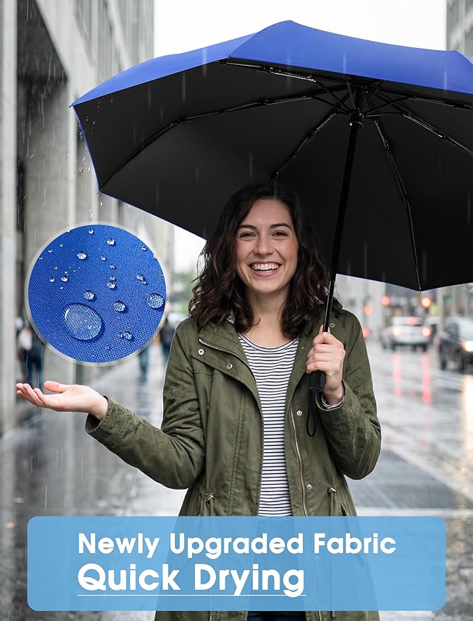 Yoobure Compact Travel Umbrella - Windproof Umbrellas for Rain, Small Portable UV Umbrella for Sun Protection, Folding Automatic Umbrellas in Lightweight for Car, Backpack, Walking, Kids, Women