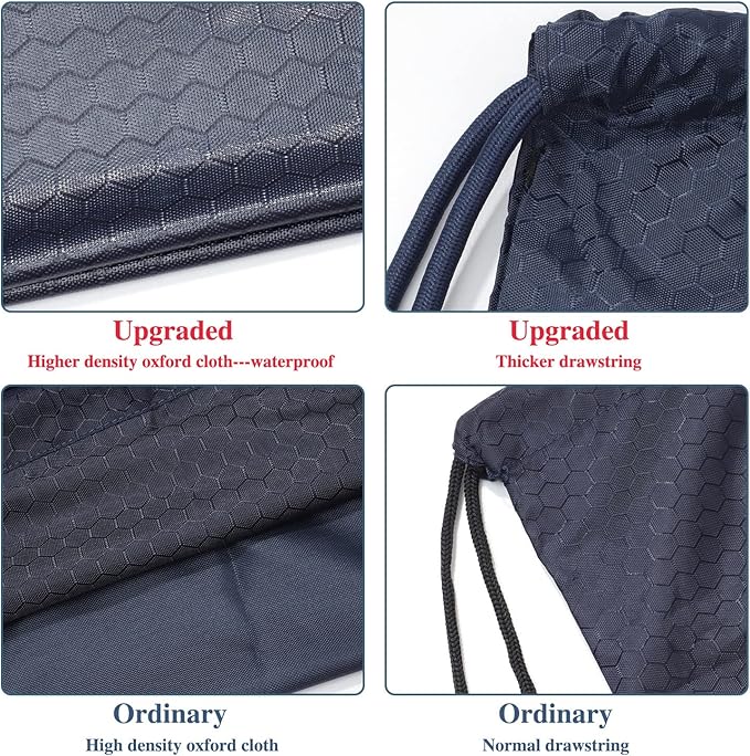 Drawstring Backpack Bag, Waterproof Draw String Back Sack with Zip Pocket, Gym Drawstring Bags Swim Bag for Men Women