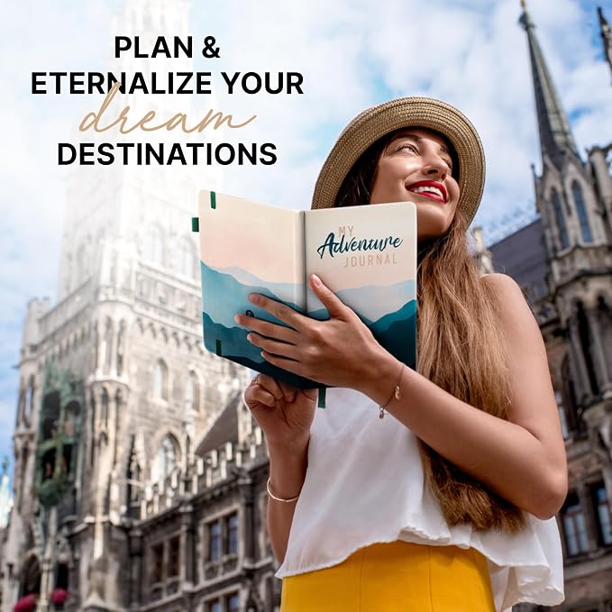 3-in-1 Travel Journal for Women - My Adventure Book, Travelers Notebook, Scrapbook & Bucket List Gifts for People Who Travel A Lot With Prompts - Cruise & Camping Essentials Planner Accessories Diary
