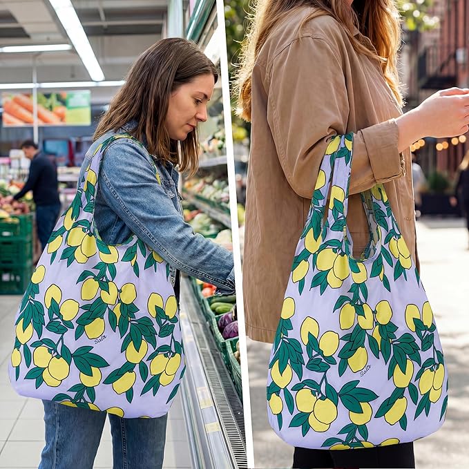 Stelle Lightweight Reusable Grocery Bag with Handles Ripstop Nylon Foldable Tote Shopping Bags for Travel and Groceries