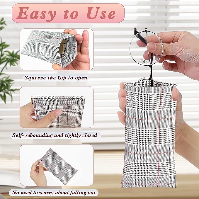 eyeglasses bag Soft Glasses bag, Portable Squeeze Top Sunglasses Case Travel for Women Girls