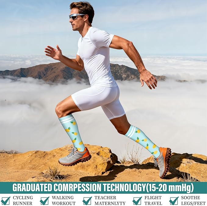 Acture 6 Pack Compression Socks for Women and Men - Knee High for Medical, Running, Nurses, Travel